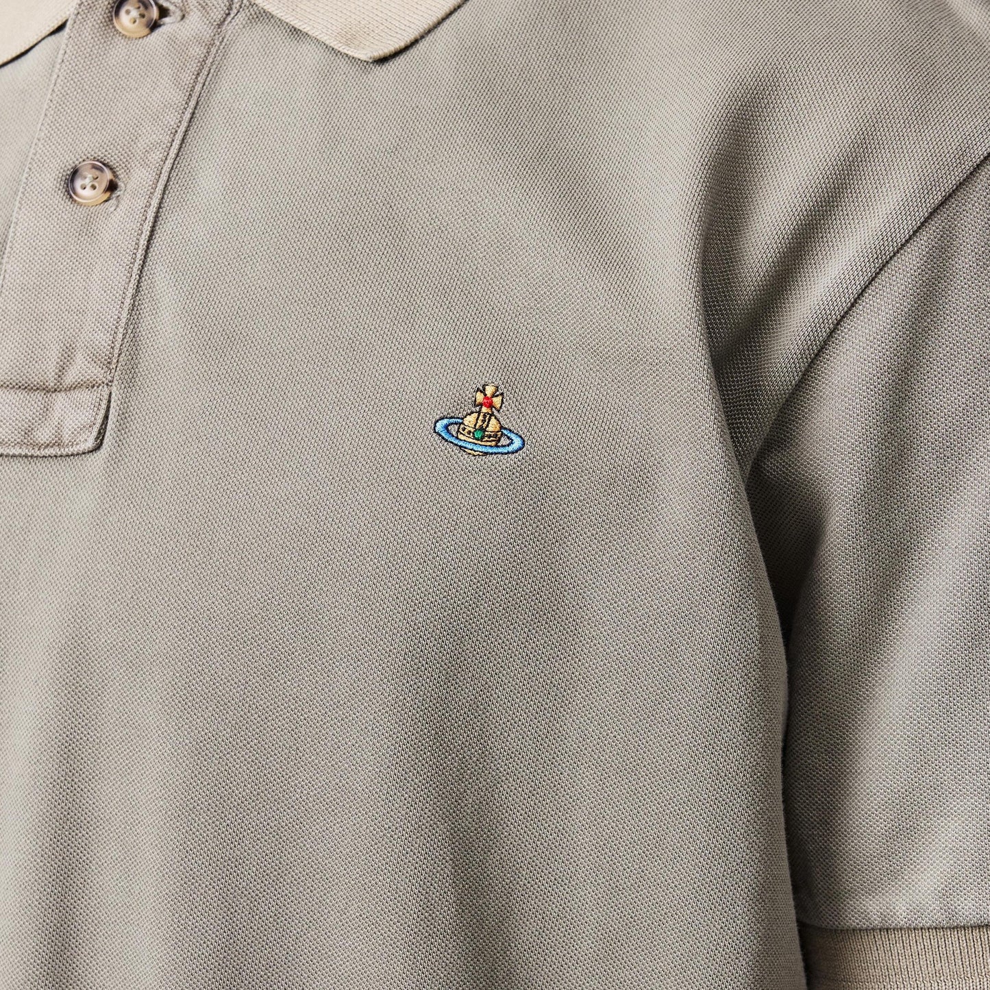 Vivienne Westwood Embroidered Logo Piqué Washed Polo Shirt