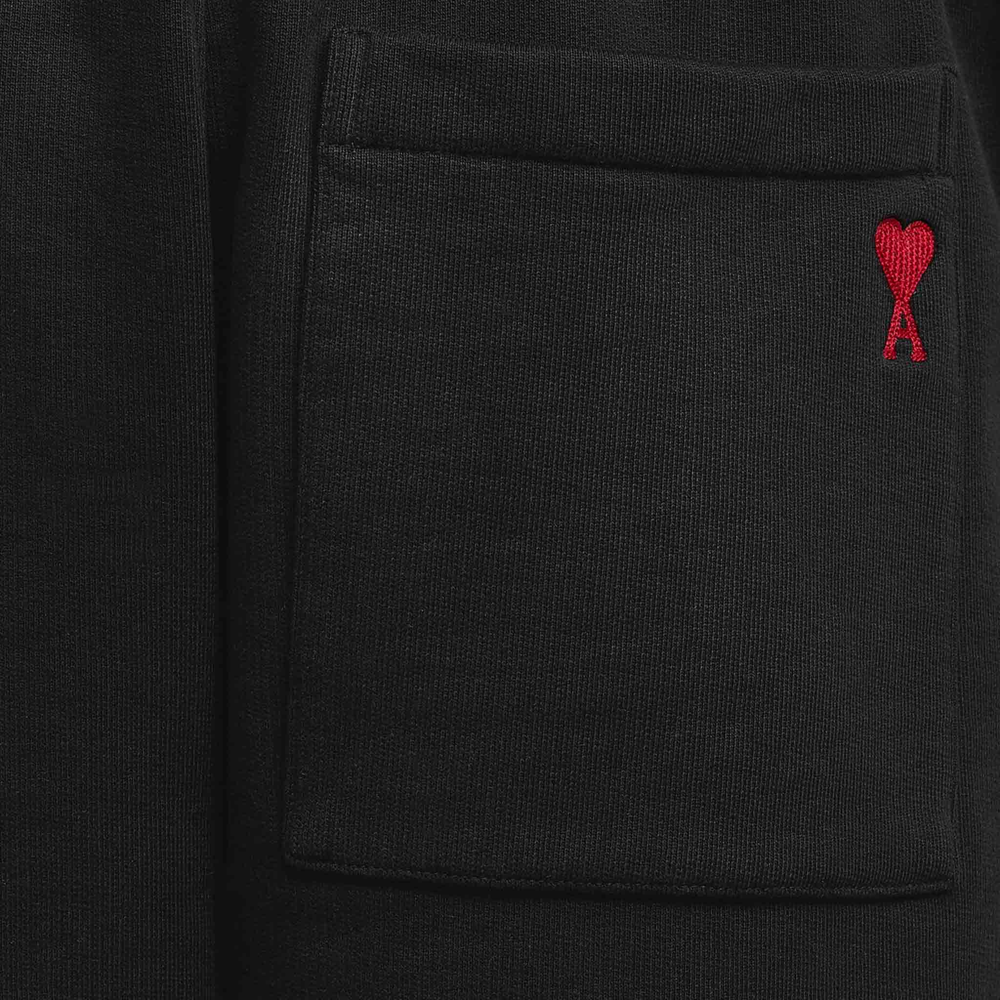 Ami Paris De Coeur Shorts in Black / Red Heart
