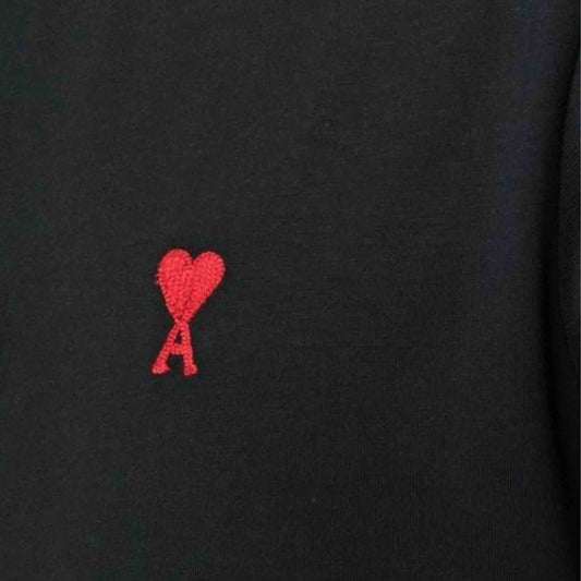 Ami Paris De Coeur Slim Cotton Unisex T Shirt in Black