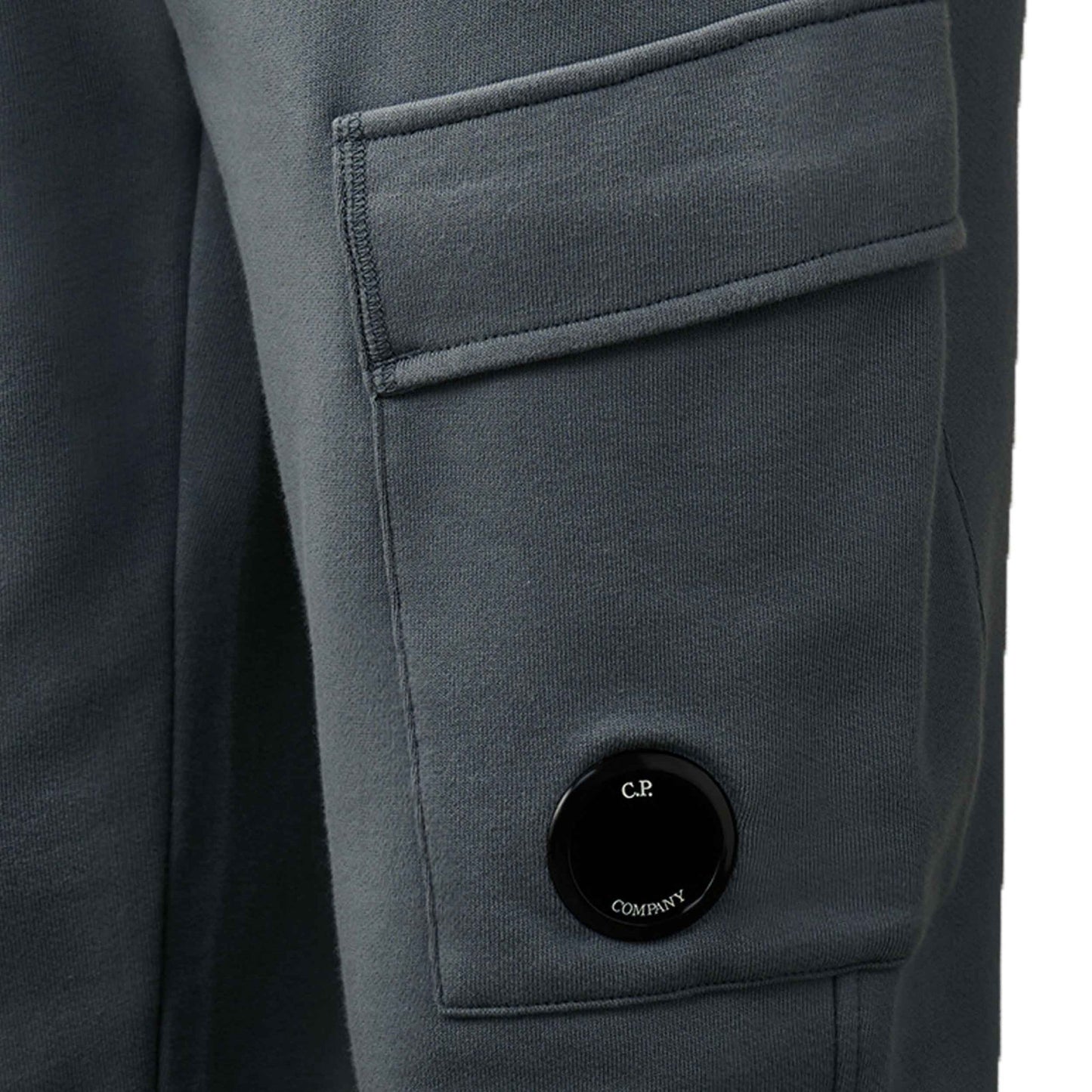 C.P. Company Diagonal Raised Fleece Cargo Sweatpants in Stormy Weather- Blue
