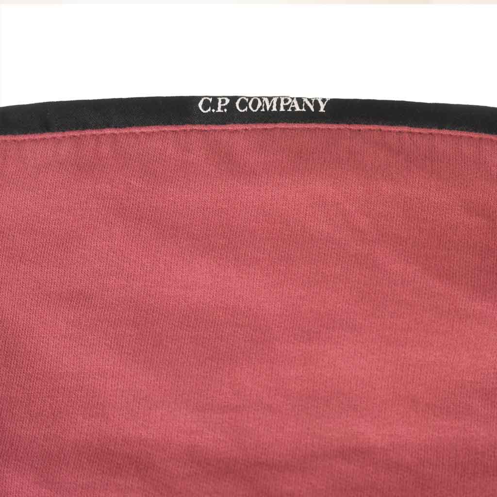 C.P. Company Light Fleece Zipped Lens Hoodie in Red Bud