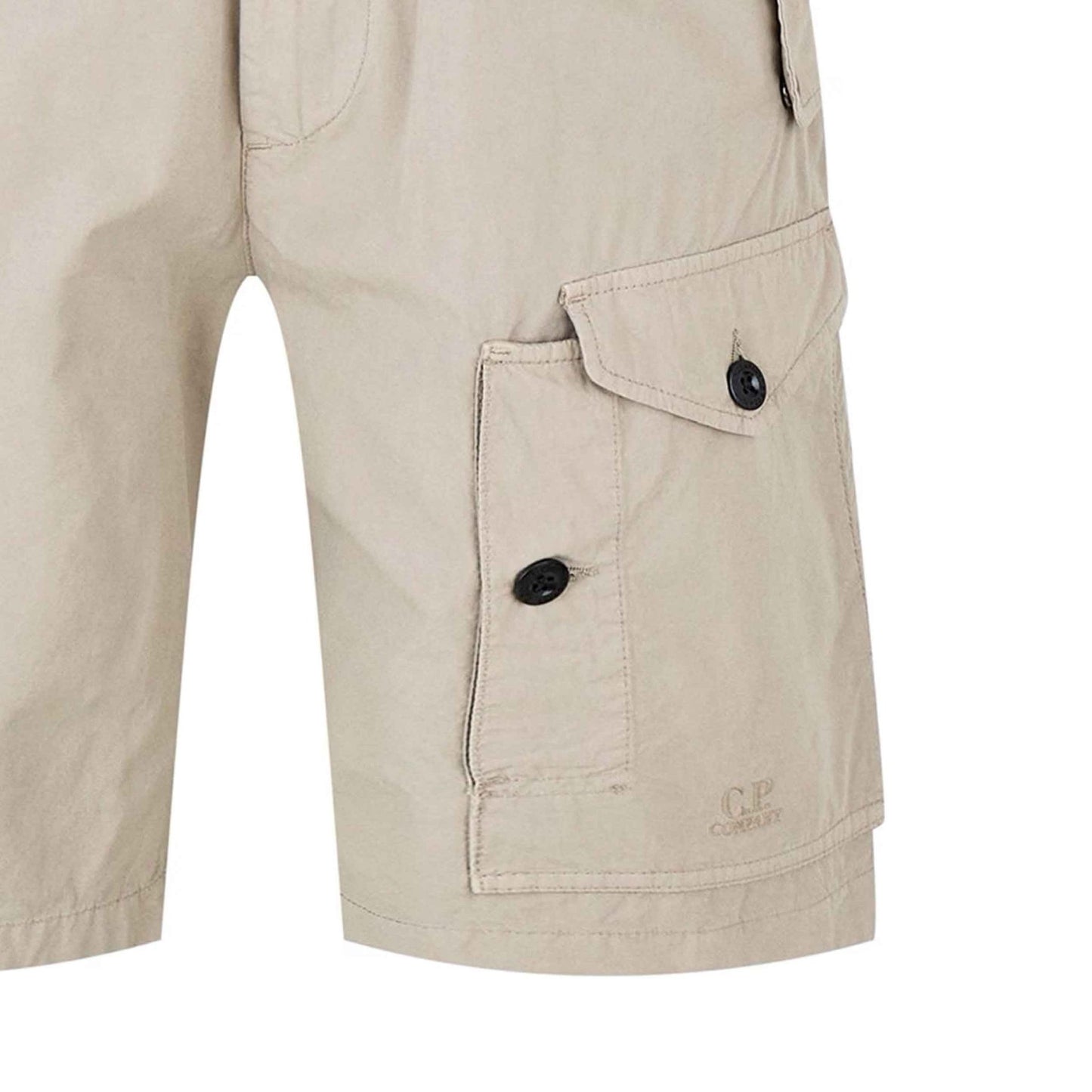 C.P. Company Microreps No Peach Cargo Shorts in Vintage Khaki- Beige