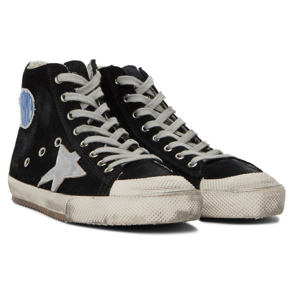 Golden Goose Francy Suede Hi Sneaker in Black/Silver