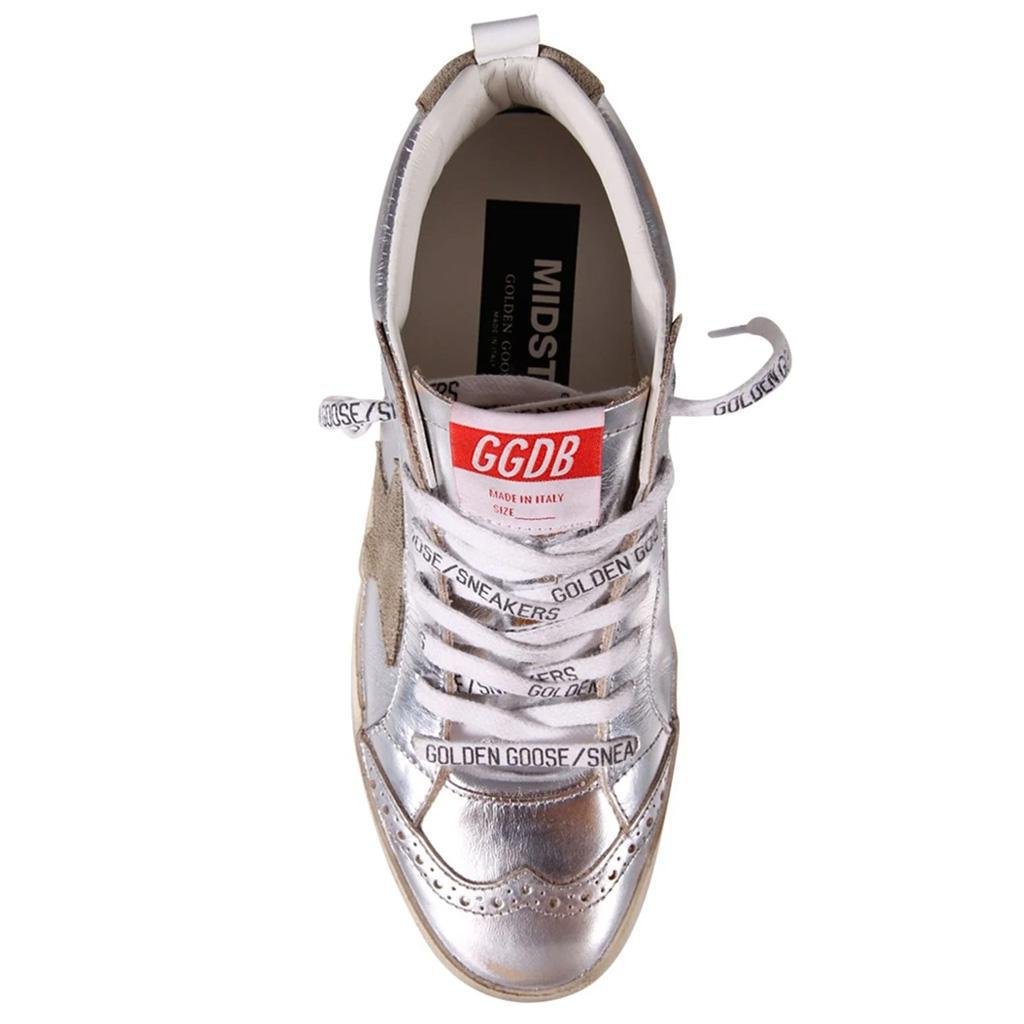 Golden Goose Mid Star Classic in Silver & Taupe
