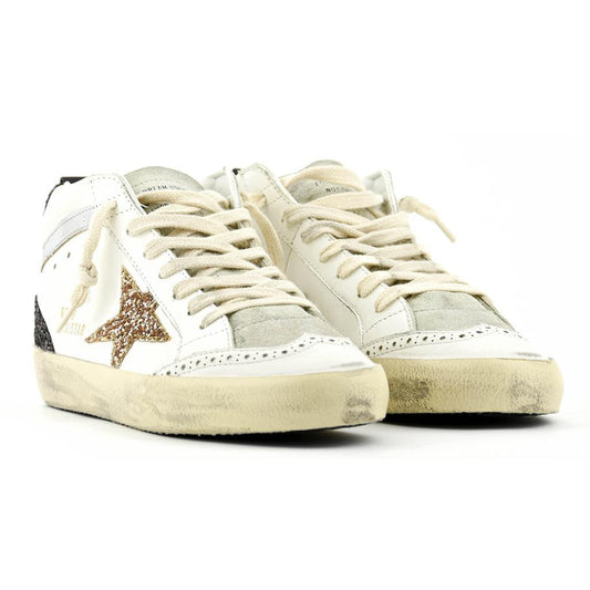 Golden Goose Mid Star in White, Ice & Gold, Brown