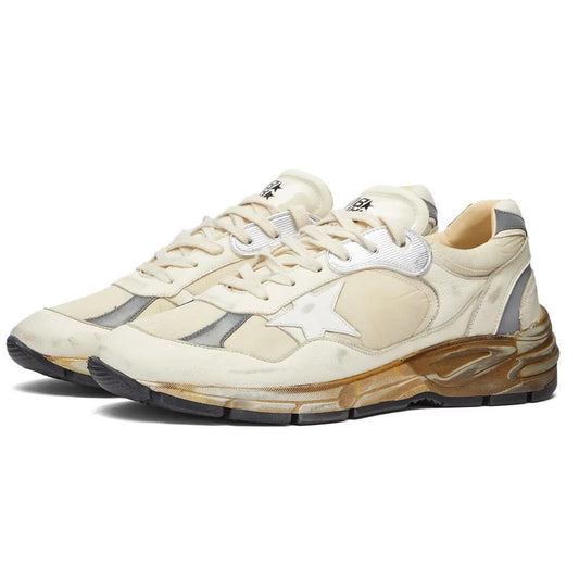 Golden Goose Running Dad Sneaker in White/Beige/Silver