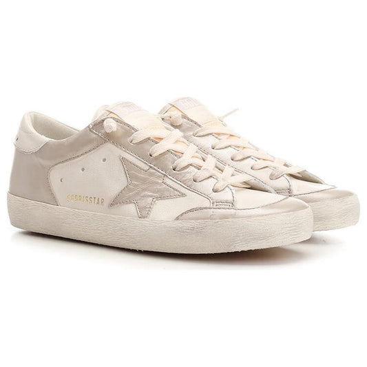 Golden Goose Super Star Leather Sneaker in White/Sand
