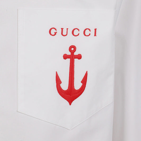 Gucci Oxford Cotton Shirt - Sailor LogoShirtsGucciDPUS Designer Outlet8138968589White46Gucci Oxford Cotton Shirt - Sailor Logo