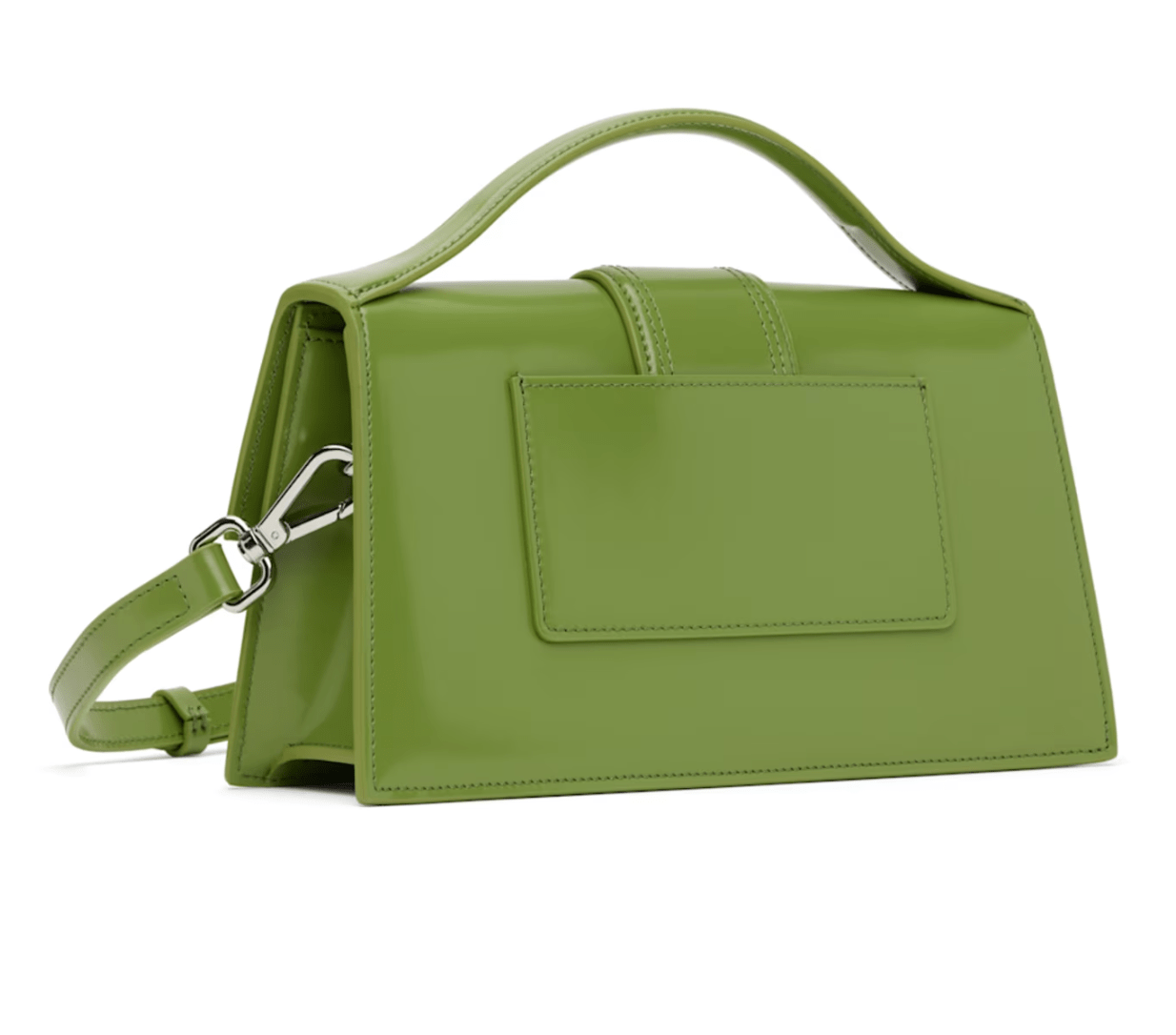 Jacquemus Le Grand Bambino in Green Patent with Silver Hardware