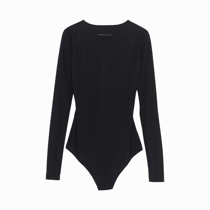 Maison Margiela MM6 Tech Fabric Logo Bodysuit BlackTopMaison MargielaDPUS Designer Outlet8053460162674BlackXSMaison Margiela MM6 Tech Fabric Logo Bodysuit Black