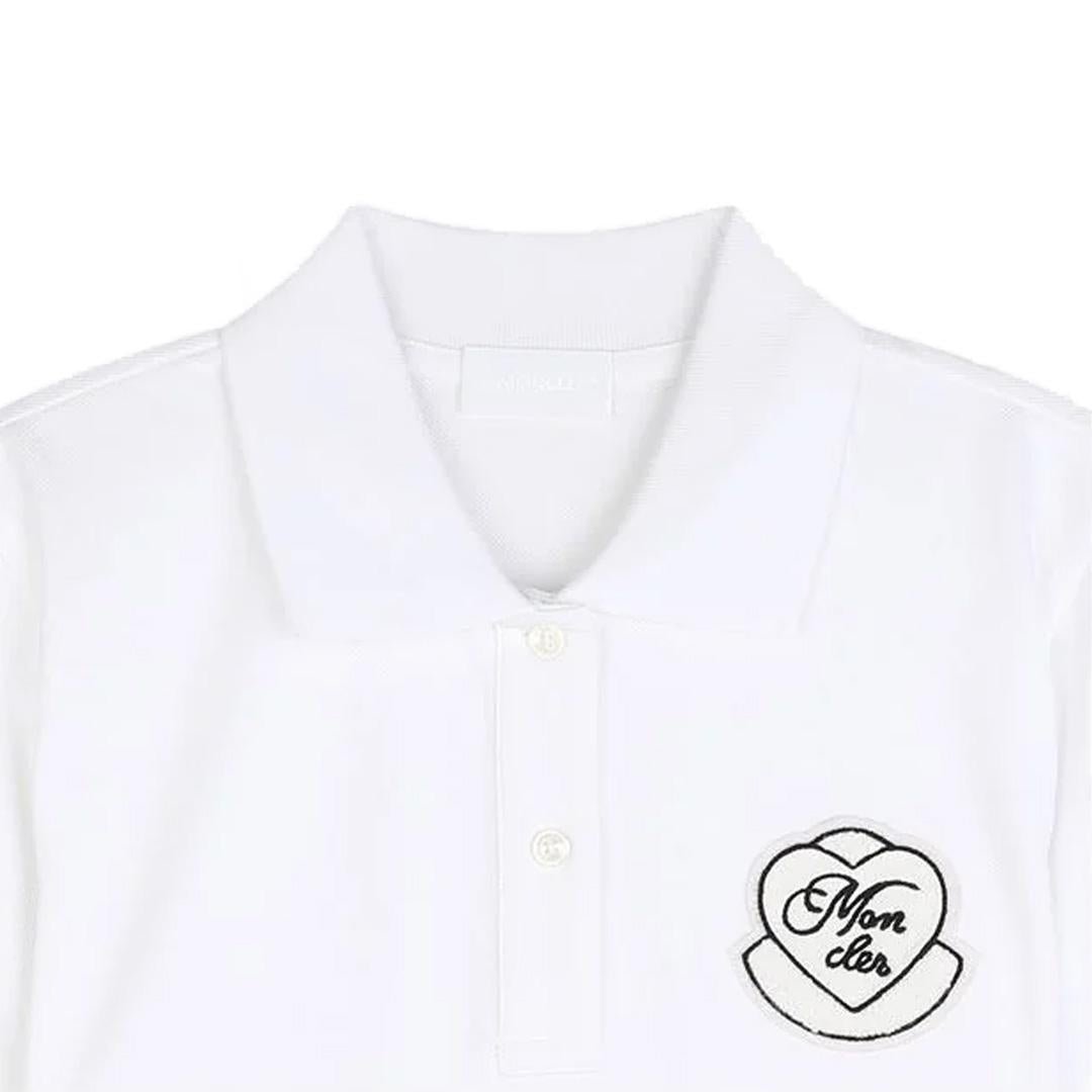 Moncler Women's Heart Logo Patch Polo in WhitePolosMonclerDPUS Designer Outlet8053813059996XSMoncler Women's Heart Logo Patch Polo in White