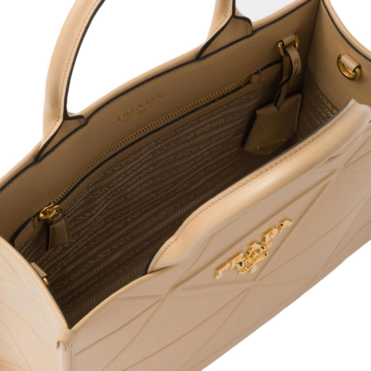 Prada Symbole Leather Tote in BeigeBagsPradaDPUS Designer Outlet330251Prada Symbole Leather Tote in Beige