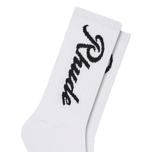 Rhude Destinado Script SockAccessoriesRhudeDPUS Designer Outlet8058898425834WhiteUNIRhude Destinado Script Sock
