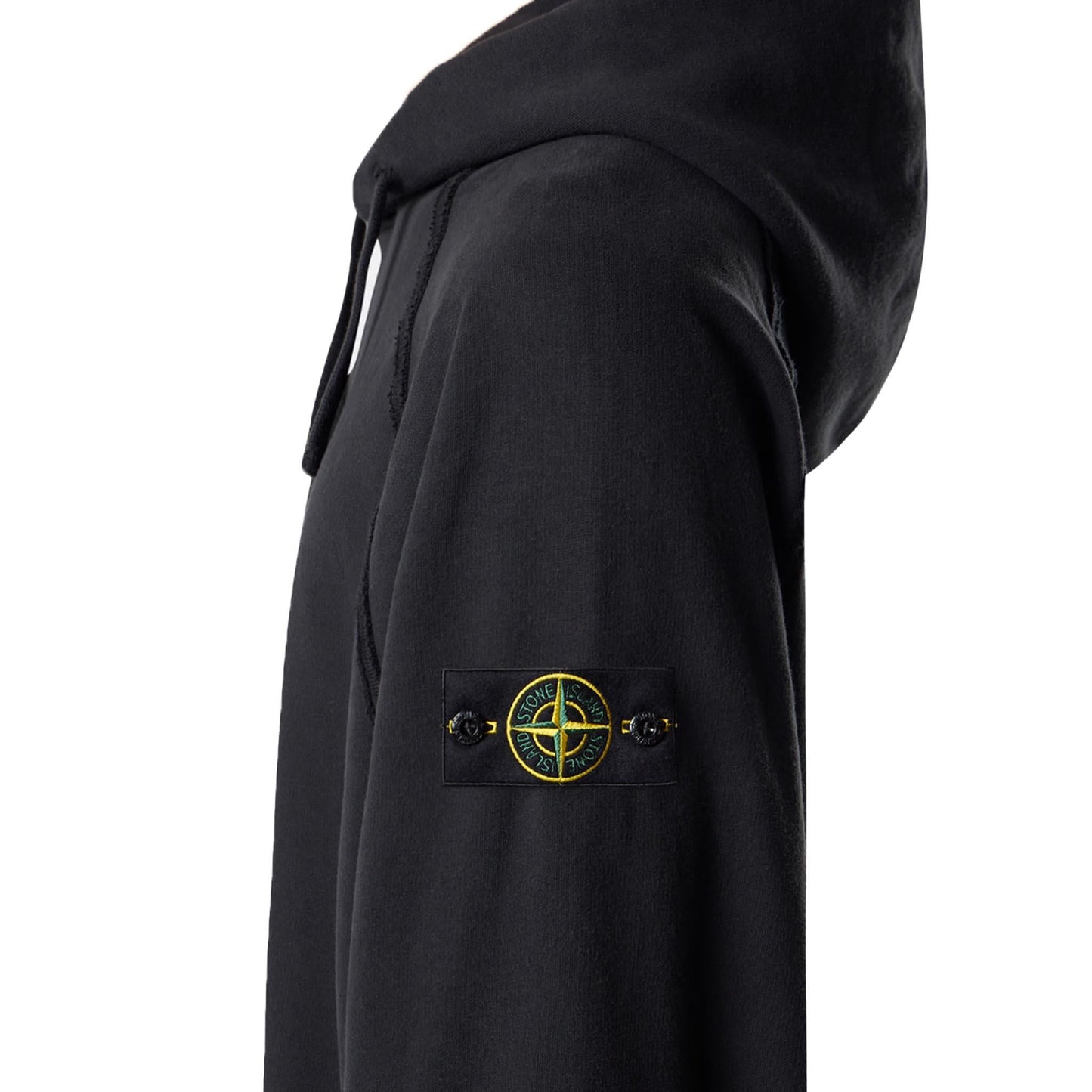 Stone Island Oversized Raglan Sleeve Hooded Sweatshirt in Black