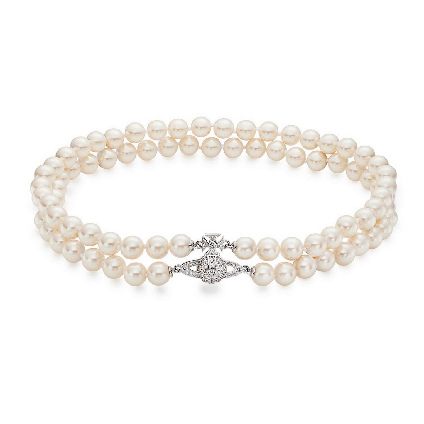 Vivienne Westwood Graziella Pearl Choker in Platinum / Creamrose Pearl / White CzJewelleryVivienne WestwoodDPUS Designer Outlet8053195070817W1Vivienne Westwood Graziella Pearl Choker in Platinum / Creamrose Pearl / White Cz