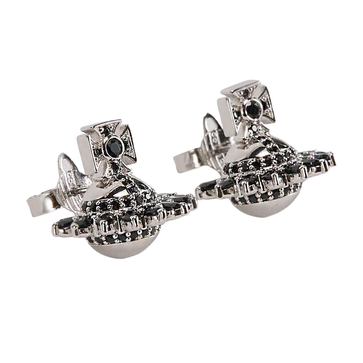 Vivienne Westwood Jordana Earrings in Platinum / Black CzJewelleryVivienne WestwoodDPUS Designer Outlet8053195230013Vivienne Westwood Jordana Earrings in Platinum / Black Cz