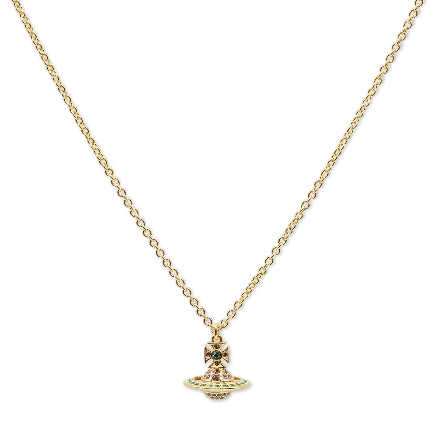 Vivienne Westwood Kika Orb Pendant in Gold / Emerald, Tanzanite, Amethyst CrysJewelleryDPUS Designer OutletDPUS Designer OutletVivienne Westwood Kika Orb Pendant in Gold / Emerald, Tanzanite, Amethyst Crys