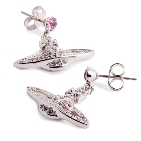 Vivienne Westwood Mini Bas Relief Drop EarringsJewelleryVivienne WestwoodDPUS Designer Outlet8053195400744Platinum/Violet CrystalVivienne Westwood Mini Bas Relief Drop Earrings