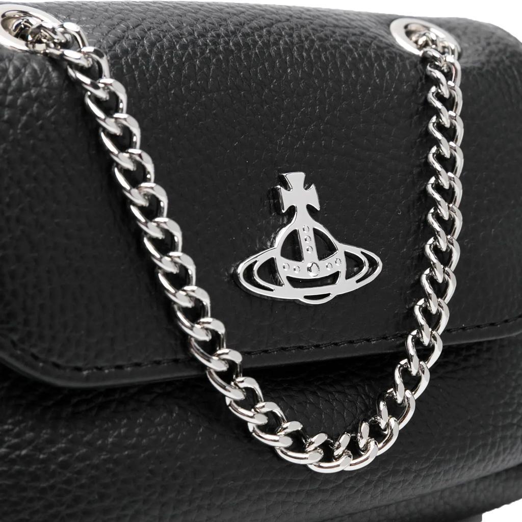 Vivienne Westwood Small Purse Chain in Black Grained Leather