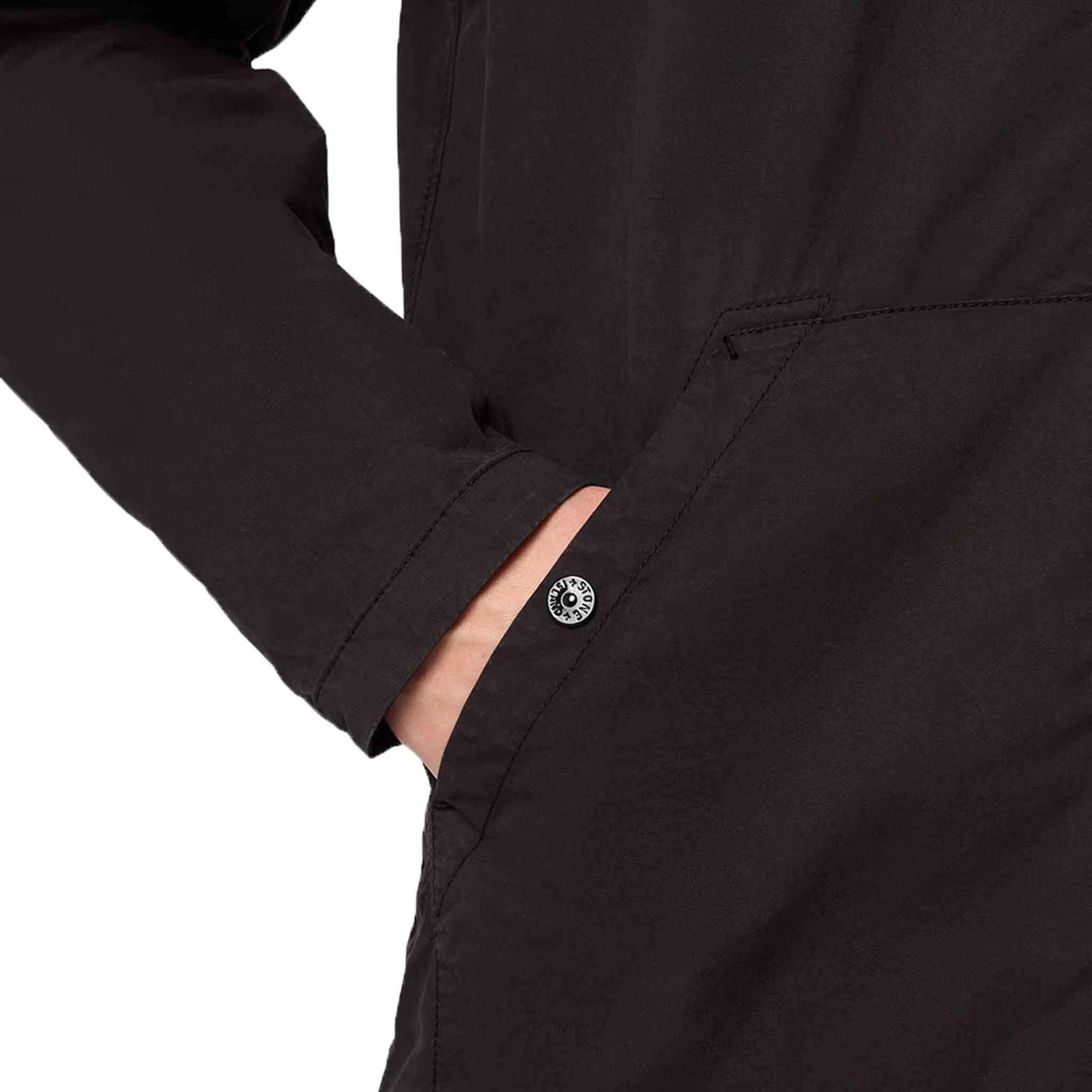 Stone Island SUPIMA® Cotton Twill Stretch-TC Hooded Overshirt in Black