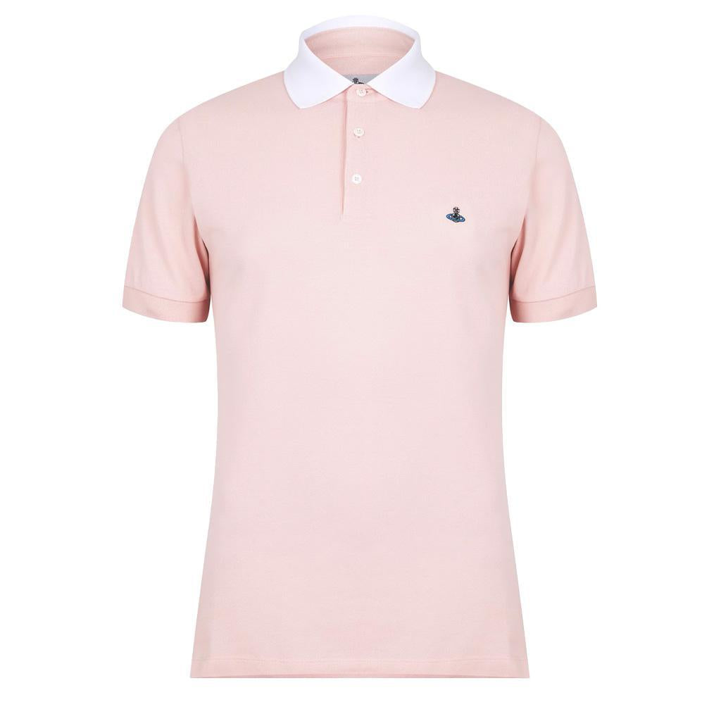 Vivienne Westwood White Collar Short Sleeve Polo in Pink