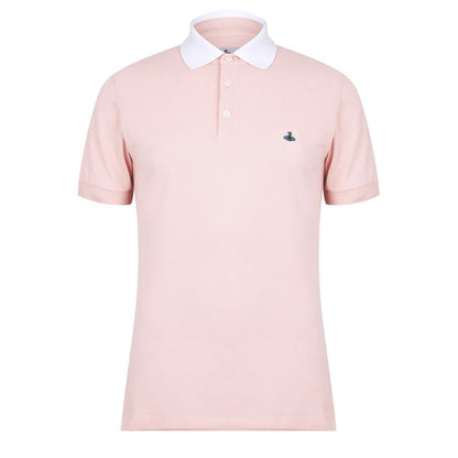 Vivienne Westwood White Collar Short Sleeve Polo in Pink
