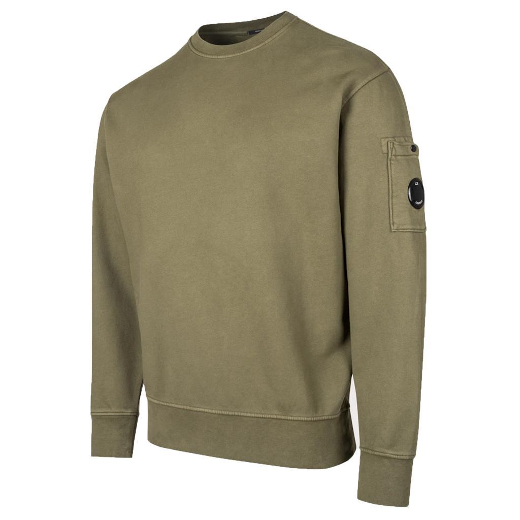 C.P. Company Diagonal Raised Fleece Crewneck Sweatshirt In Capers