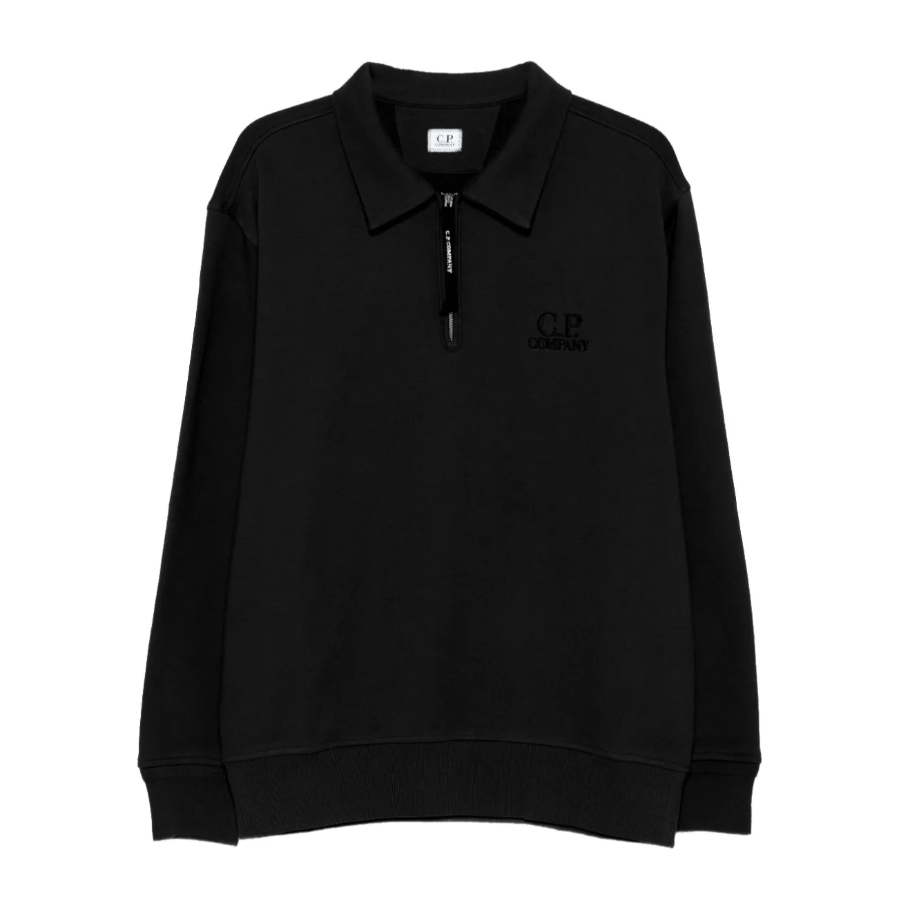 C.P. Company Diagonal Raised Fleece Half Zip in Black