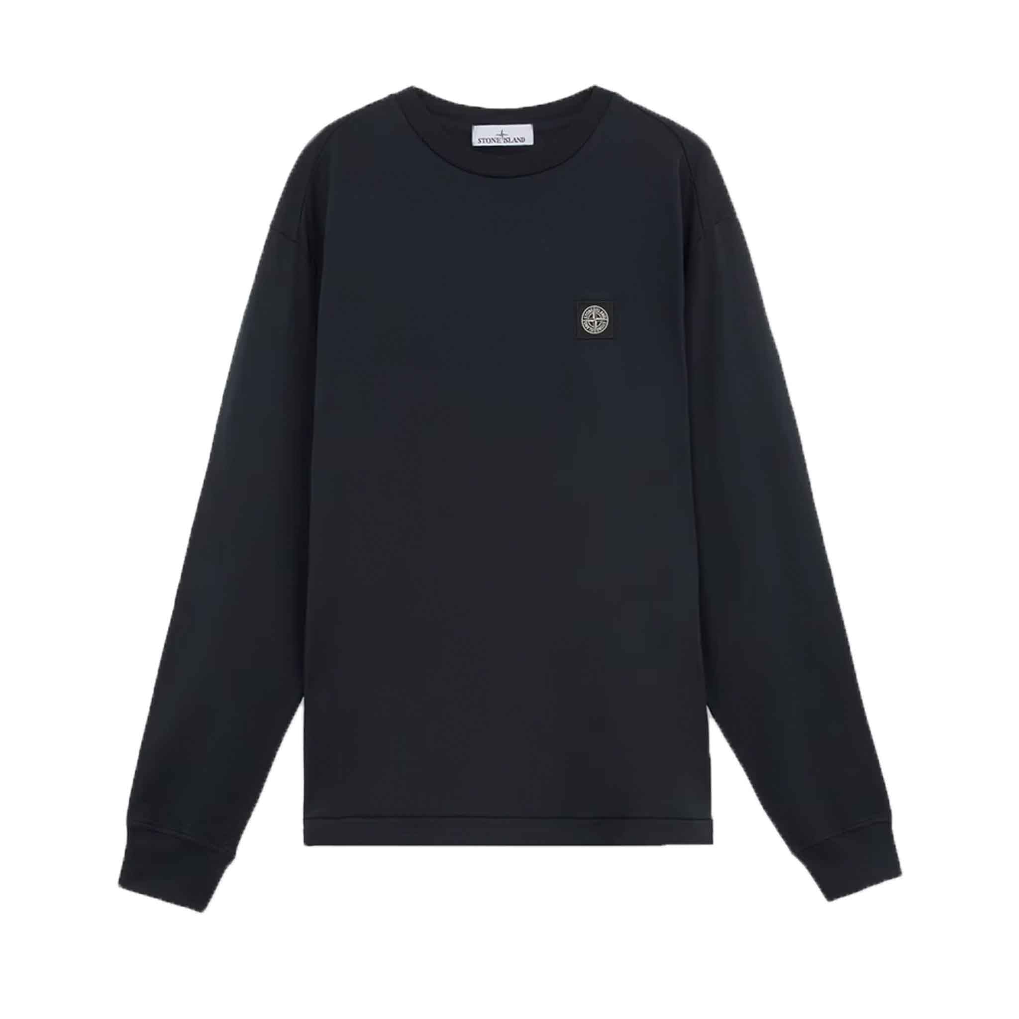 Stone Island Cotton Jersey Slim Fit Long Sleeve T-Shirt in Black