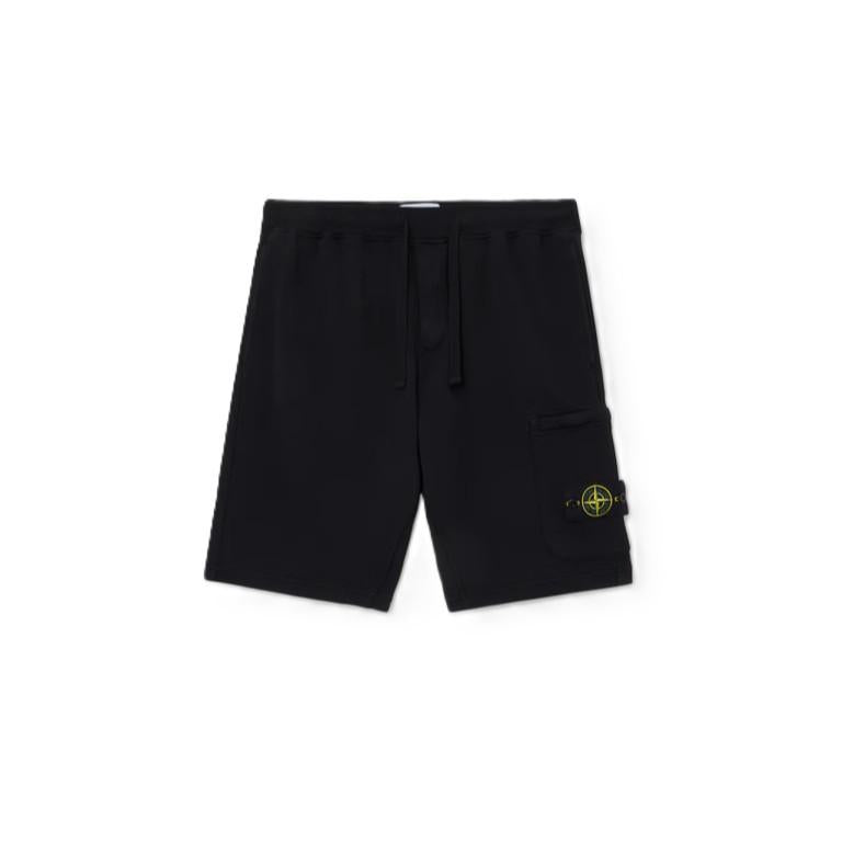 Stone Island Cotton Fleece Bermuda Shorts in Black