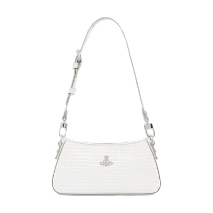 [Vivienne Westwood] Tasha Shoulder Phone Bag in White Croc-Embossed