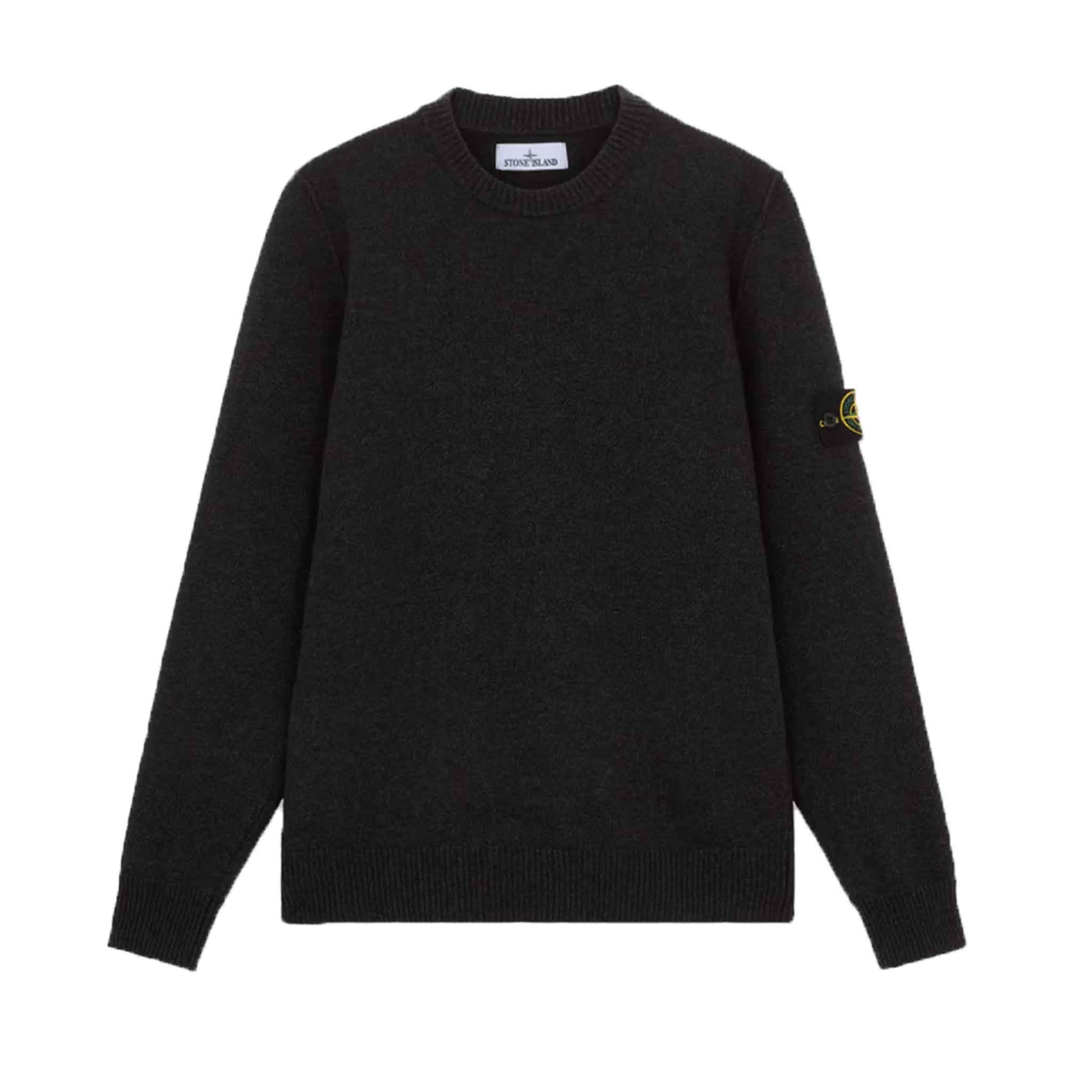 Stone Island Lambwool Crewneck Sweater in Charcoal Grey Melange