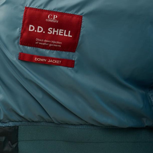 C.P. Company DD-Shell Lens Hooded Down Jacket in Aegean Blue