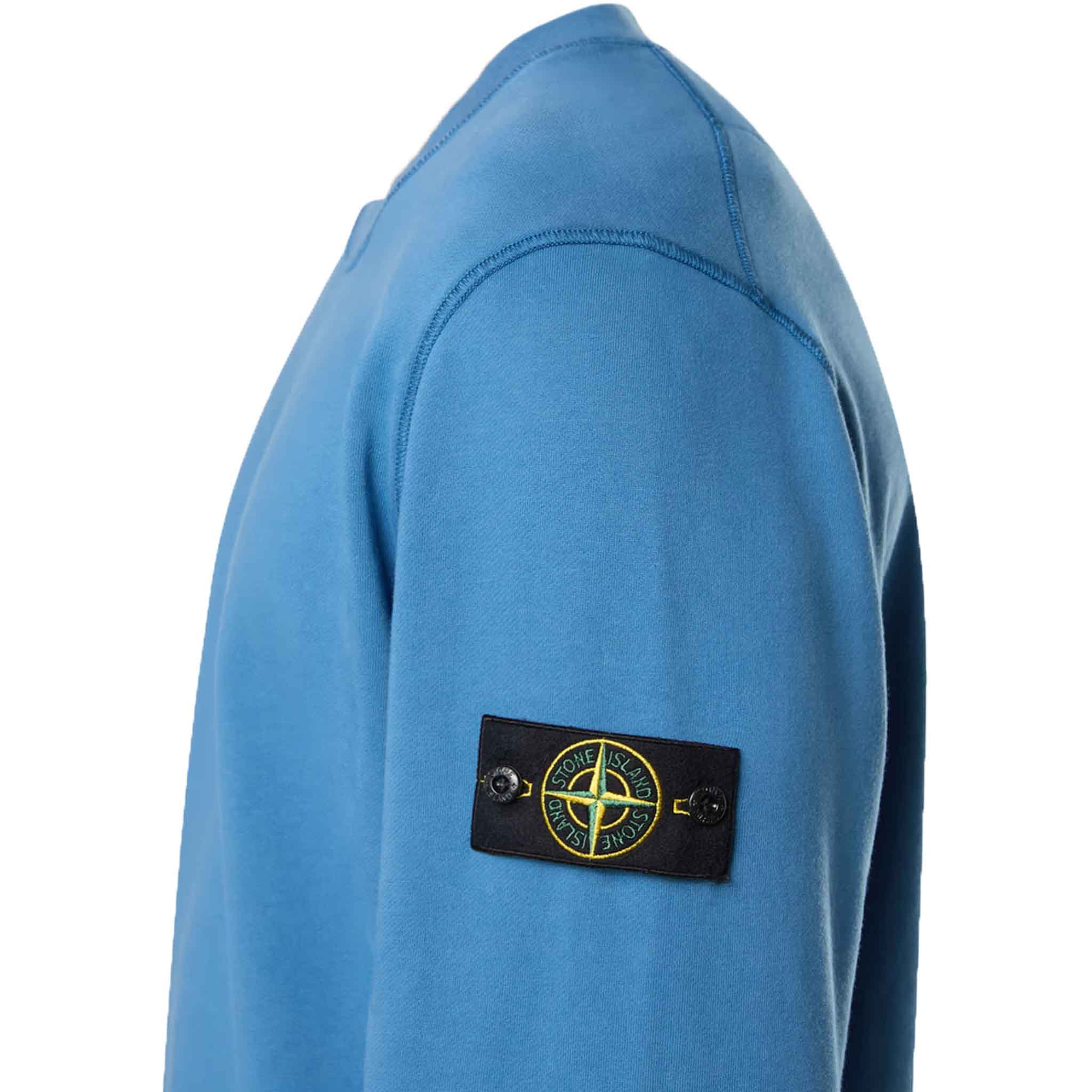 Stone Island Cotton Fleece Crewneck Sweatshirt in Avio Blue