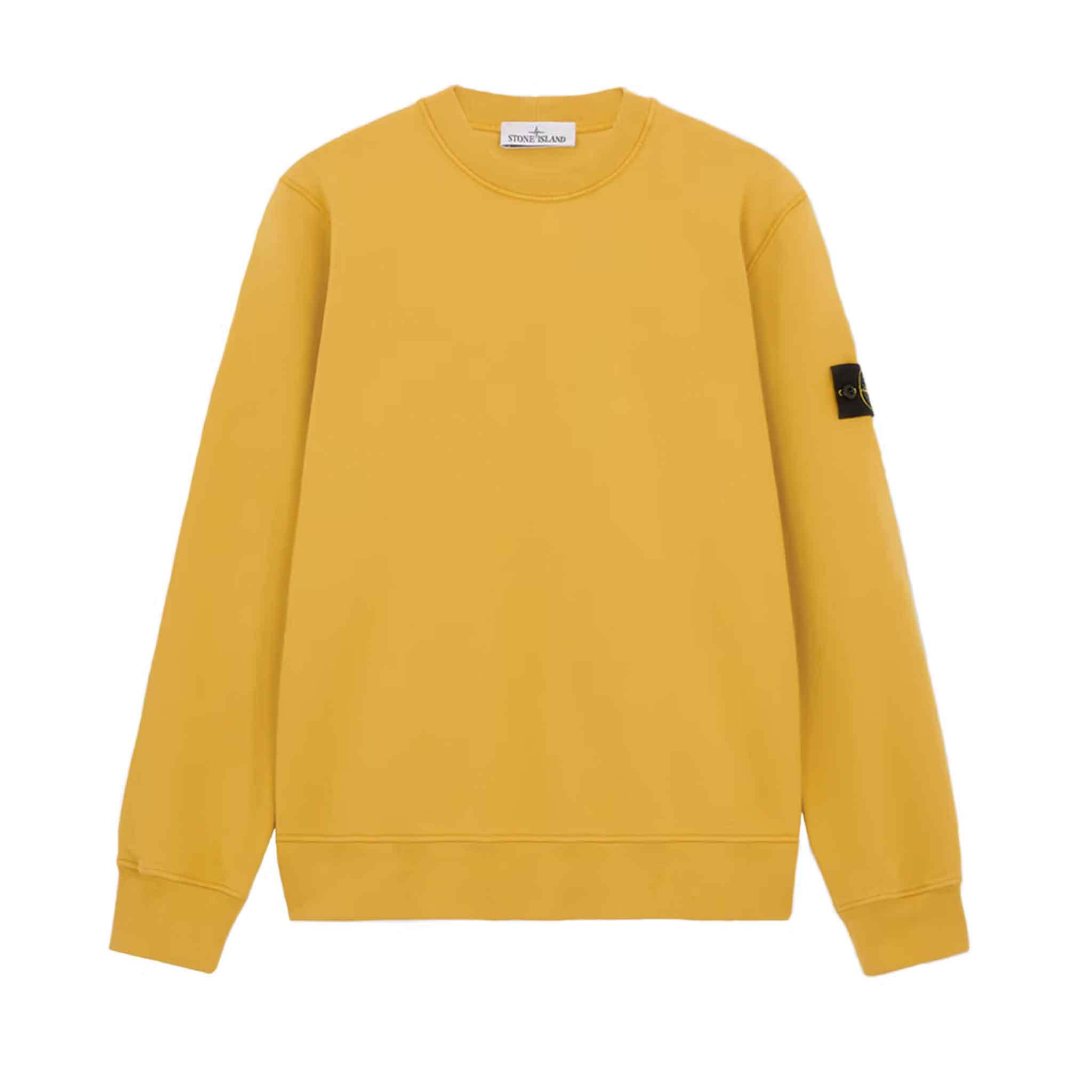 Stone Island Cotton Fleece Crewneck Sweatshirt in Mustard