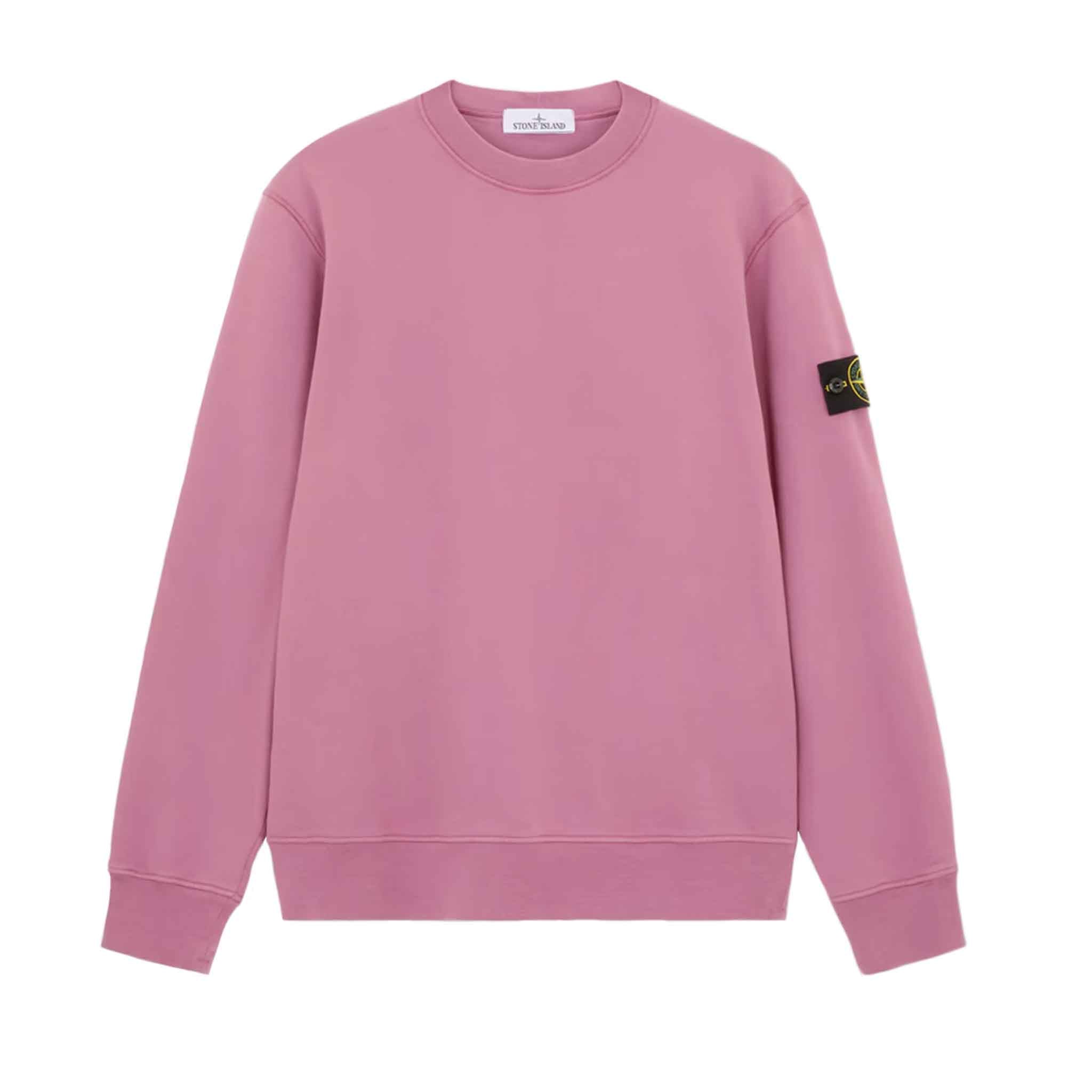 Stone Island Cotton Fleece Crewneck Sweatshirt in Onion Rose