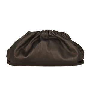 Bottega Veneta Pouch Gathered Leather in Dark Borwn