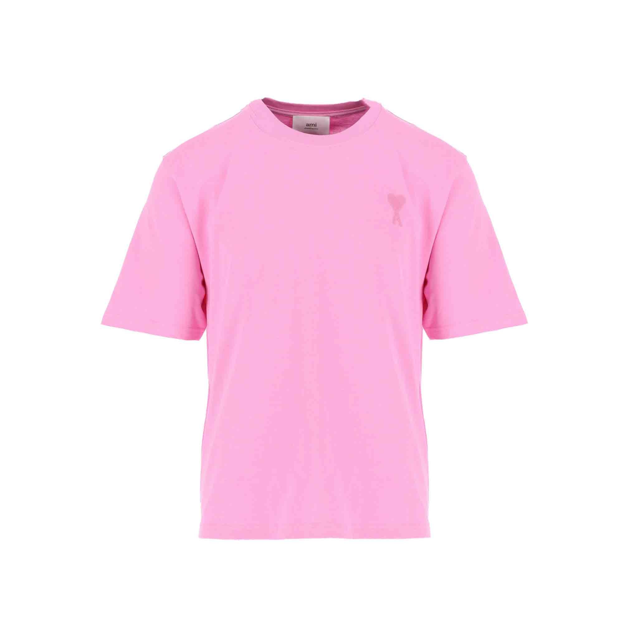 Ami Paris De Coeur T Shirt in Pink
