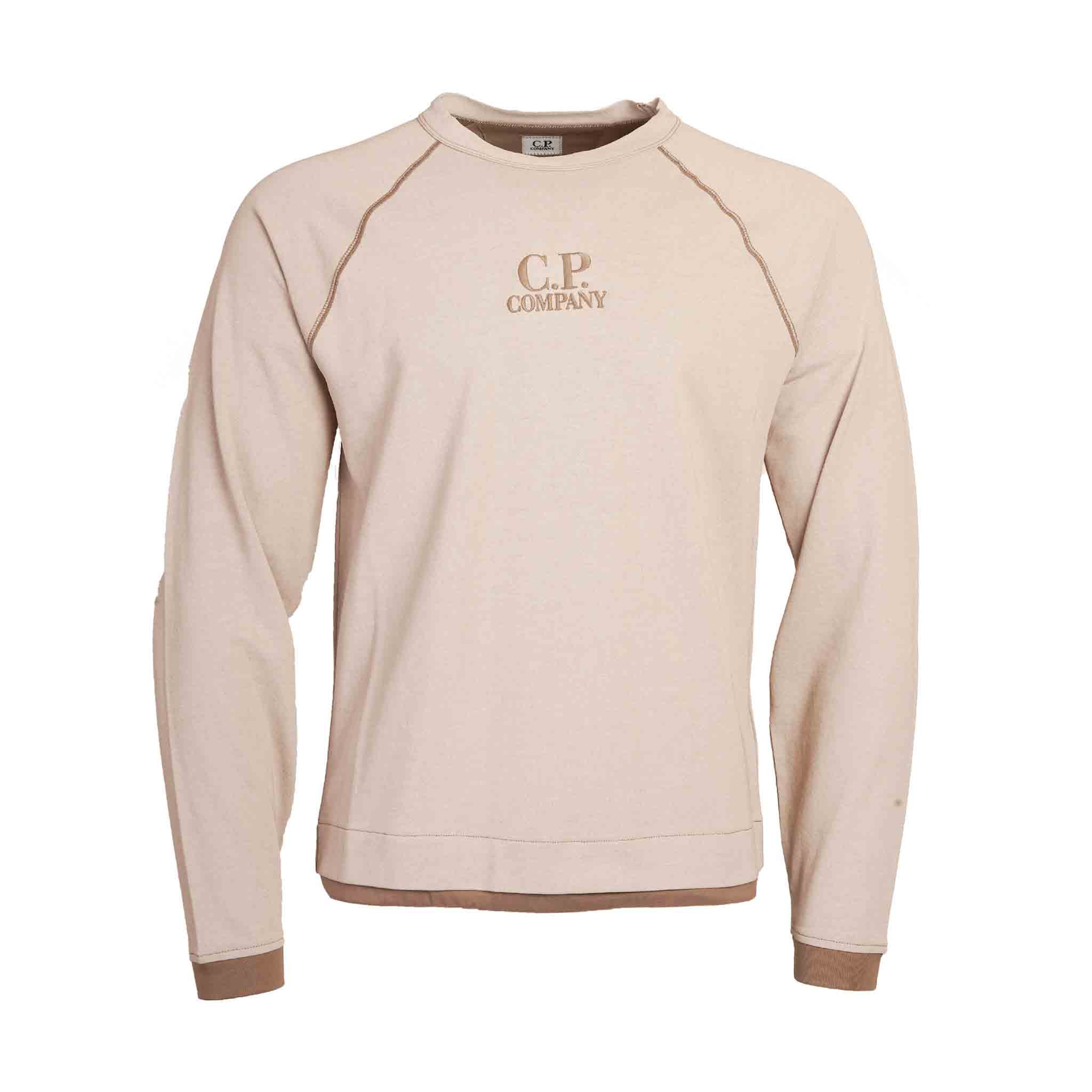 C.P. Company Plated Light Fleece Logo Sweatshirt in Lead Grey