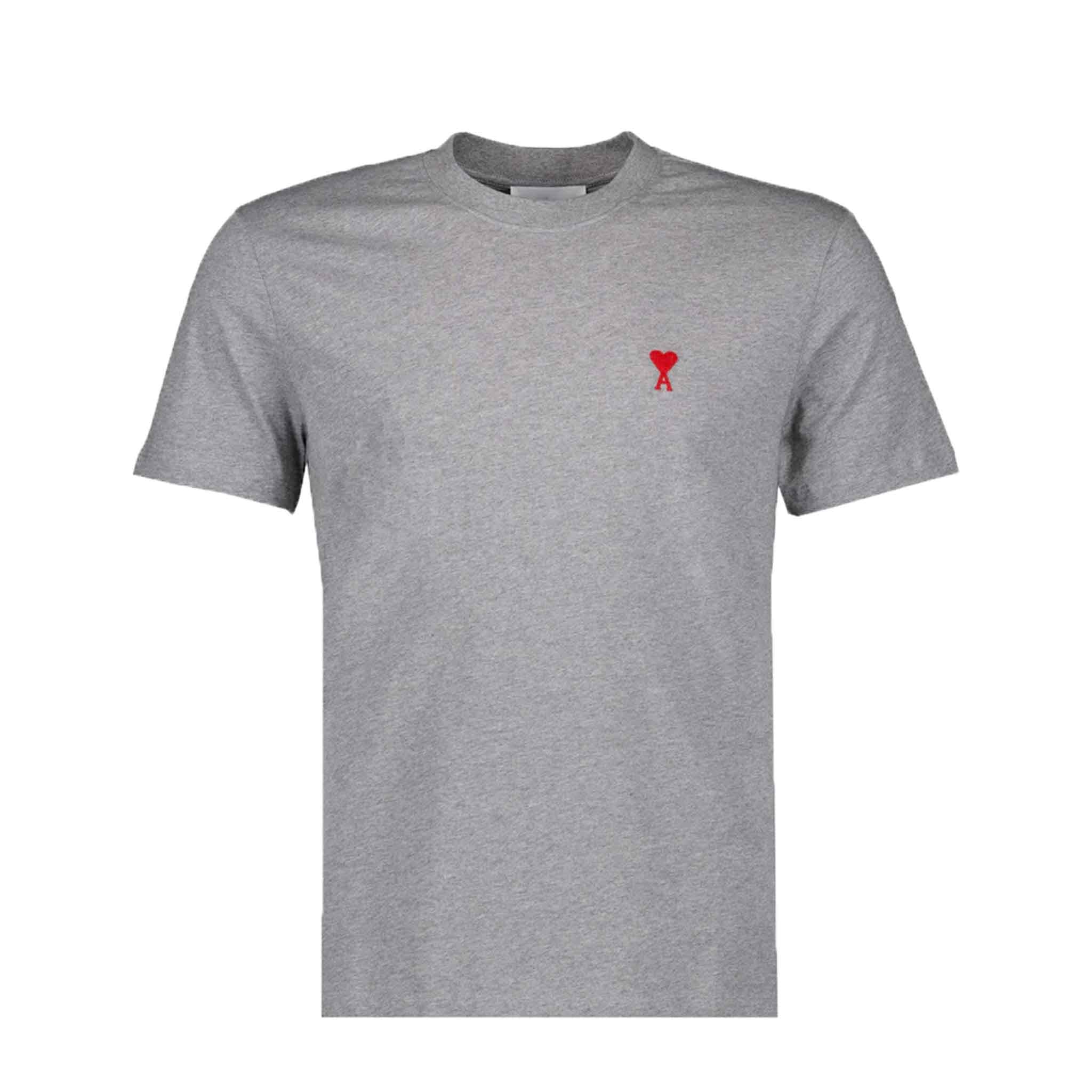 Ami Paris De Coeur Slim Fit T Shirt in Heather Grey