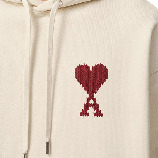 Ami Paris De Coeur Heavy Loopback Cotton Fleece Hoodie