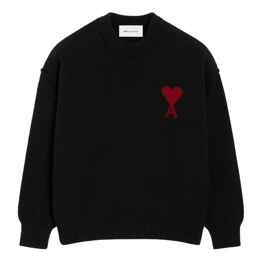 [Ami Paris] Quota Contrasted Large Ami De Coeur Crewneck Knit