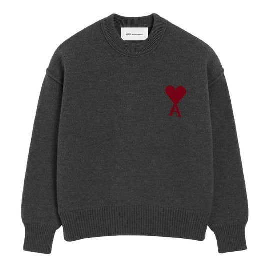 [Ami Paris] Quota Contrasted Large Ami De Coeur Crewneck Knit