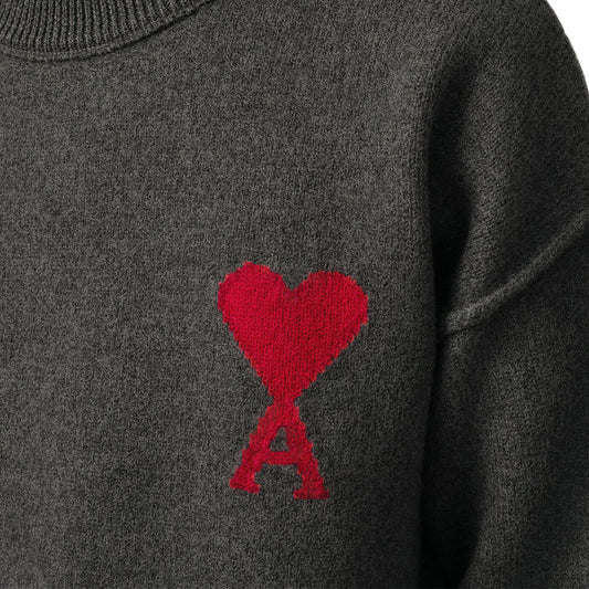[Ami Paris] Quota Contrasted Large Ami De Coeur Crewneck Knit
