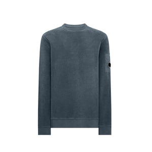 C.P. Company Reverse Brushed & Emerized Diag Fleece Sweatshirt in Orion Blue