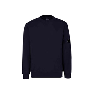 C.P. Company Diagonal Raised Fleece Sweatshirt in Total Eclipse- Navy