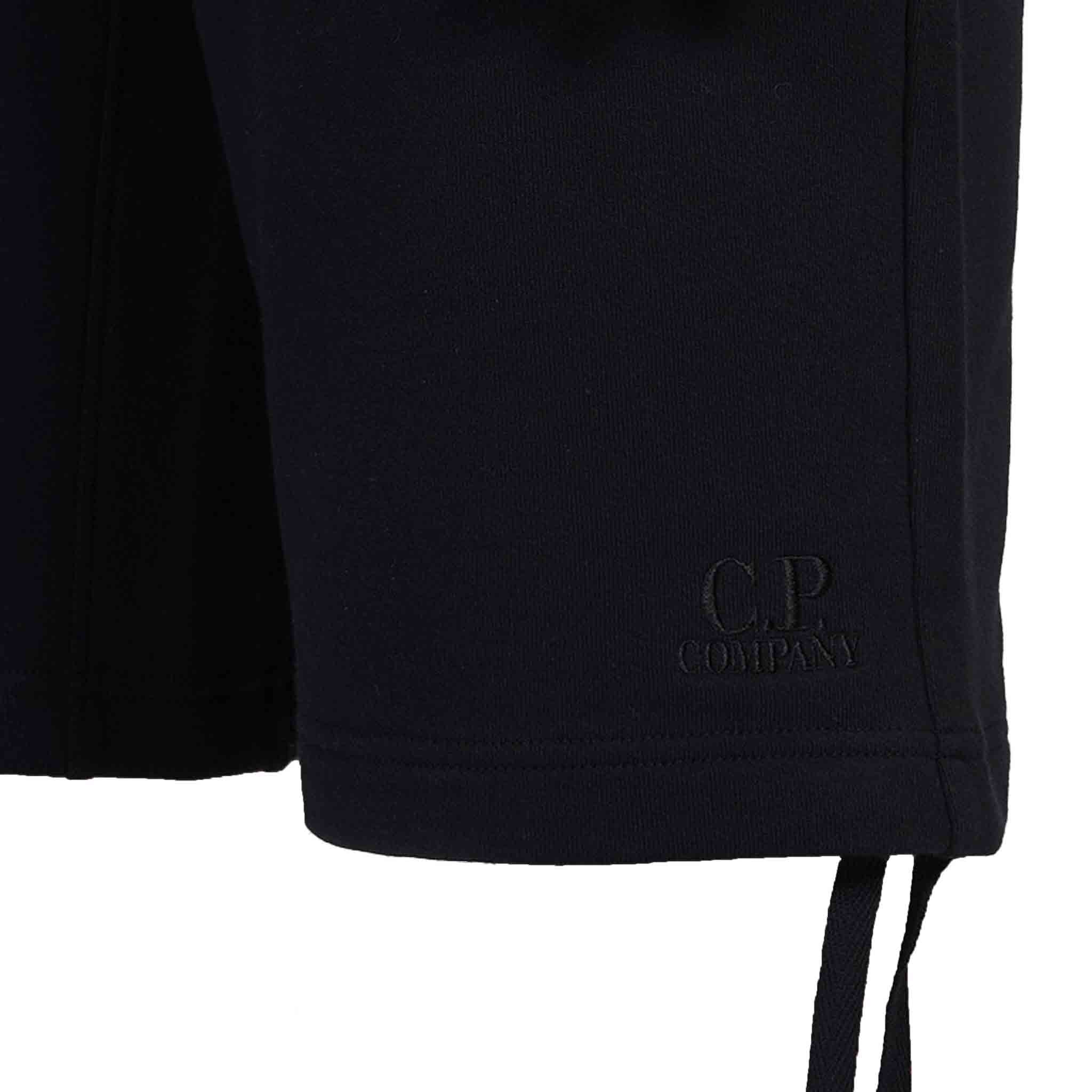 C.P. Company Diagonal Raised Fleece Regular Shorts in Black