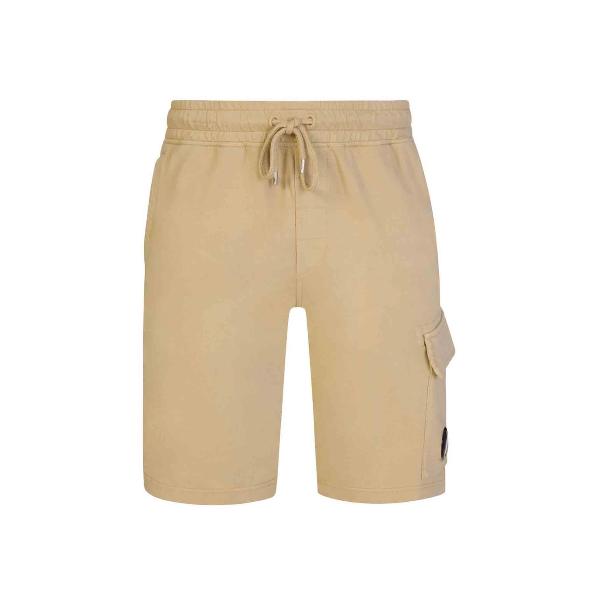 C.P. Company Light Fleece Shorts in Mojade Desert- Yellow