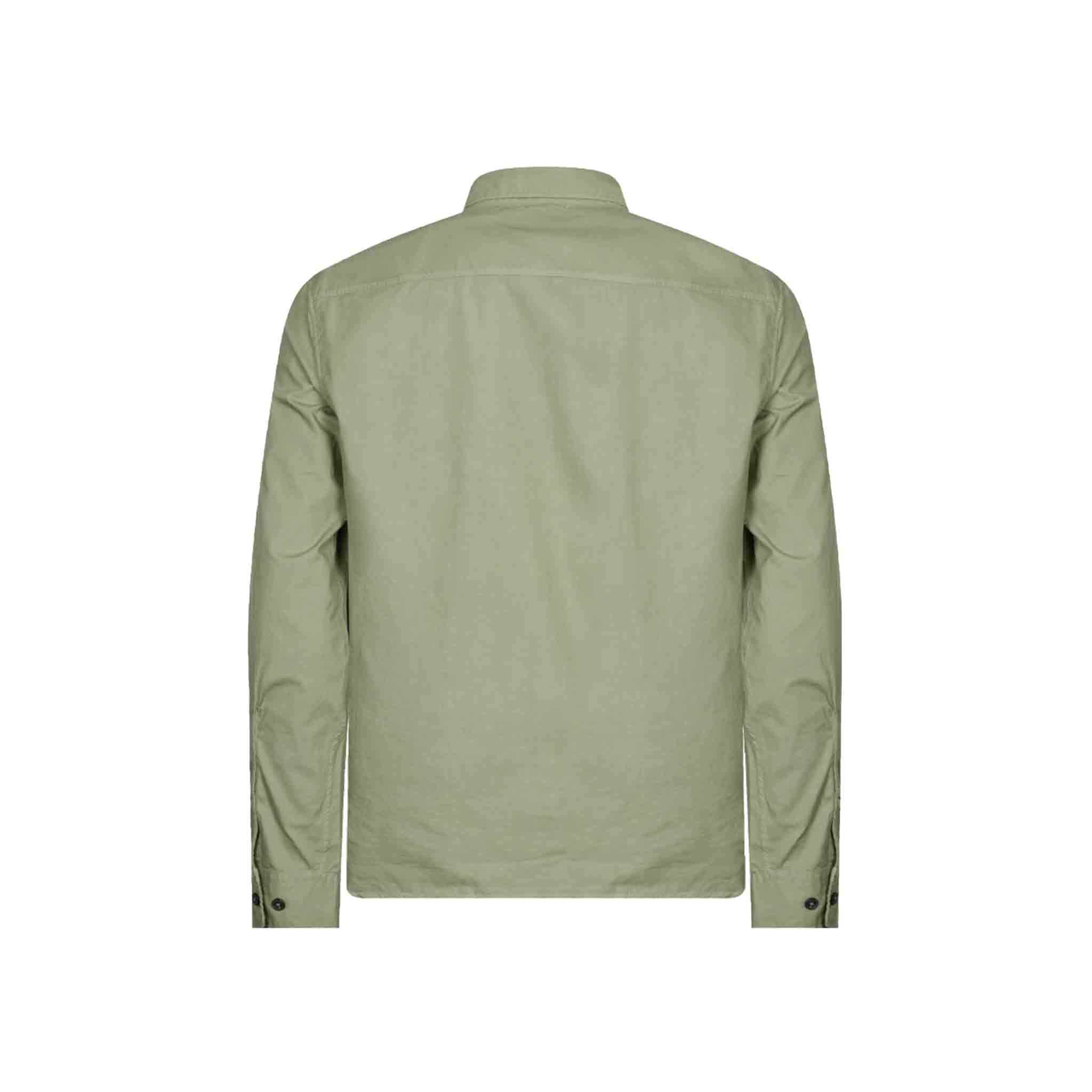 C.P. Company Gabardine Zipped Shirt in Silver Sage- Brown