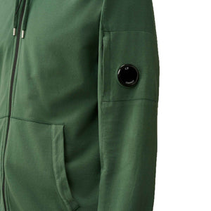 C.P. Company Light Fleece Zip Hoodie in Duck Green